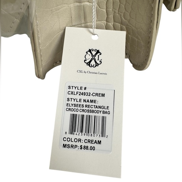 CXL Christian Lacroix Handbag Cream Crocodile Embossed Rectangle Crossbody $88 - Picture 5 of 6